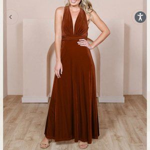 Revelry Dylan Velvet Rust Bridesmaid Dress